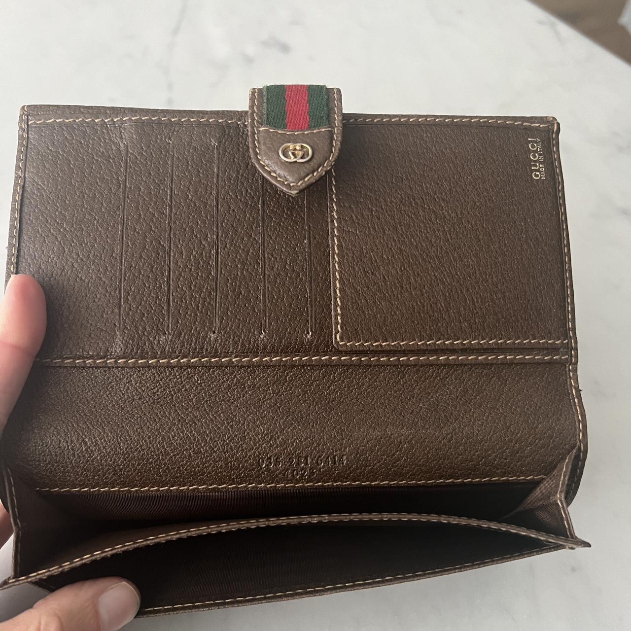 Vintage Gucci Logo Brown Fold Wallet. Signature GG - Depop