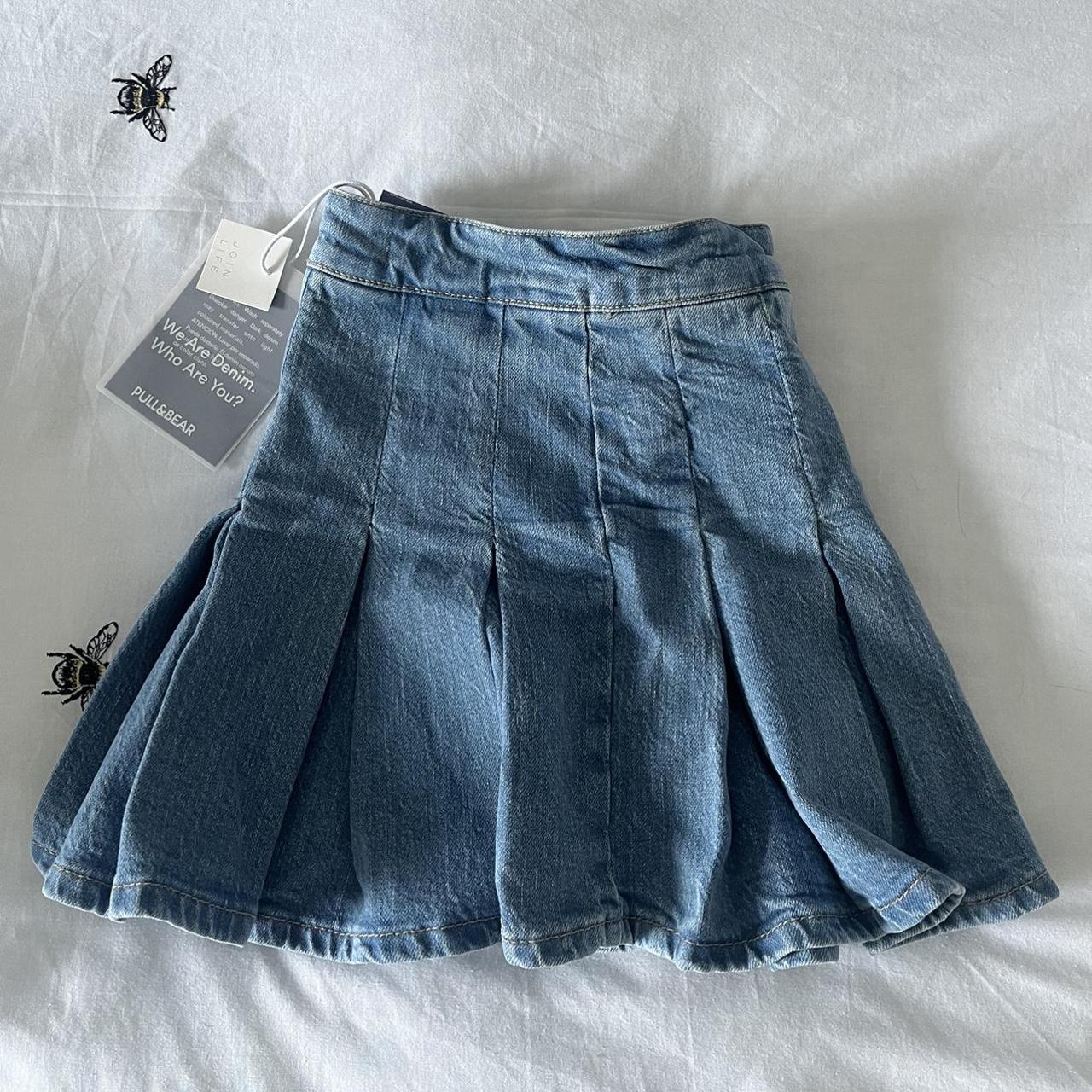 flowy denim skirt - PULL&BEAR - XS - brand new,... - Depop