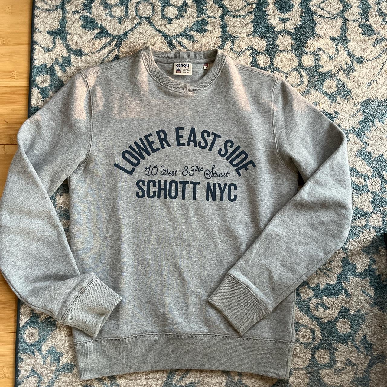 Schott Men's Grey and Blue Sweatshirt