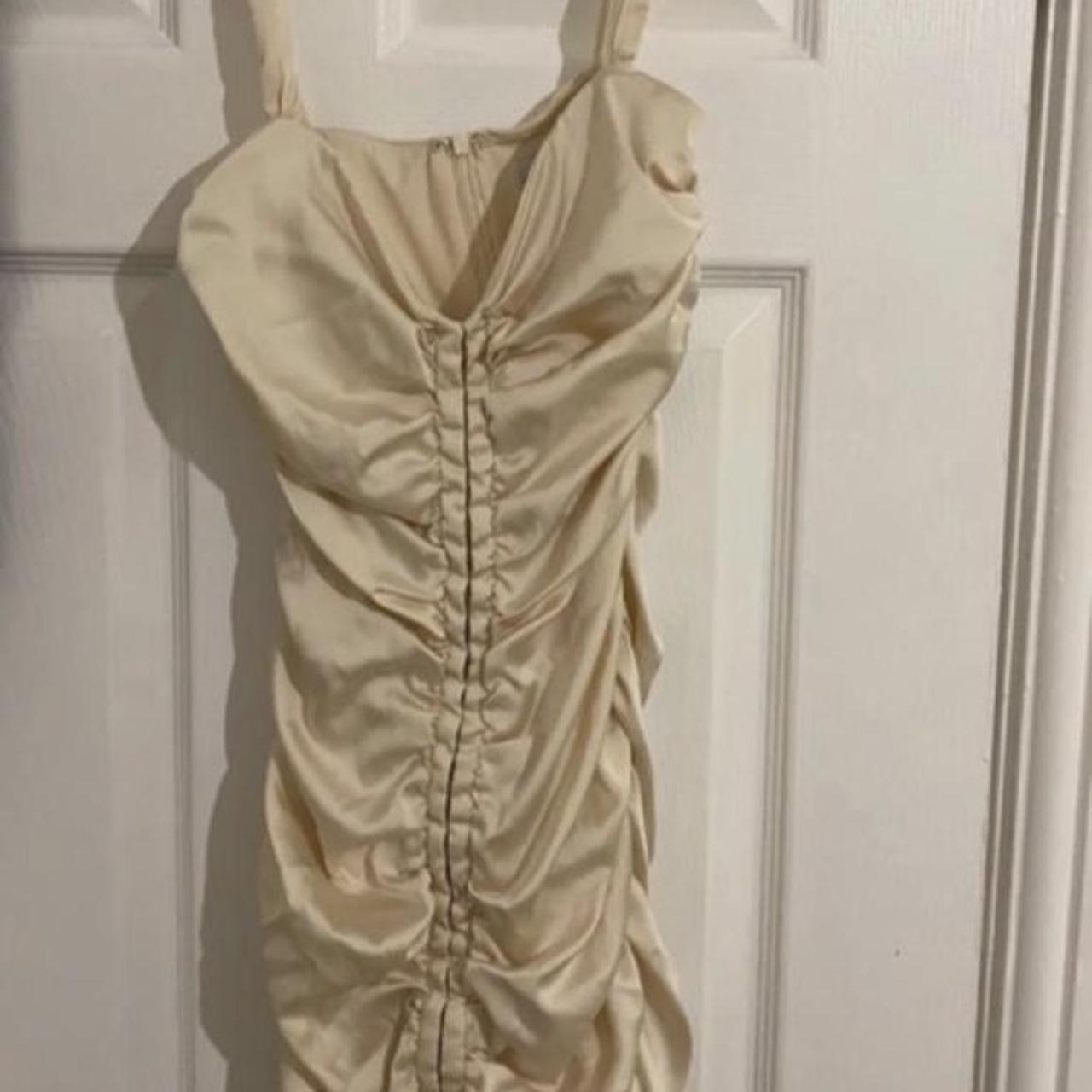 satin ruched oh polly dress, absolutely perfect for... - Depop