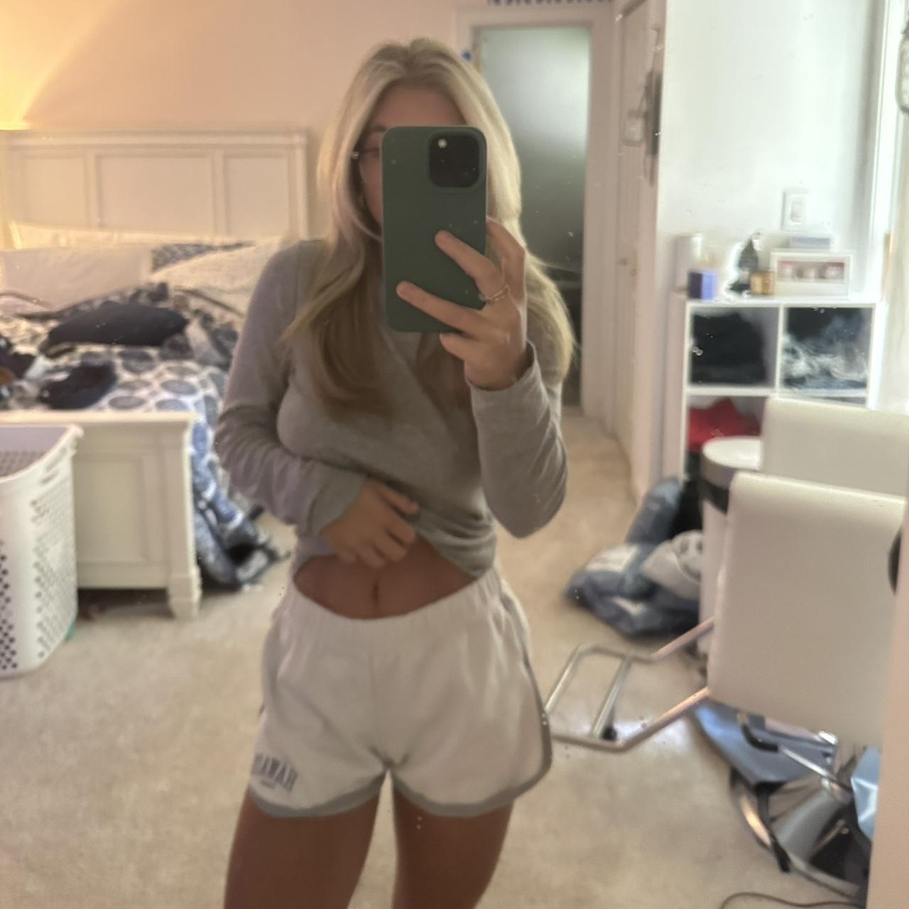 Brandy Melville baby blue and white cozy shorts One... Depop