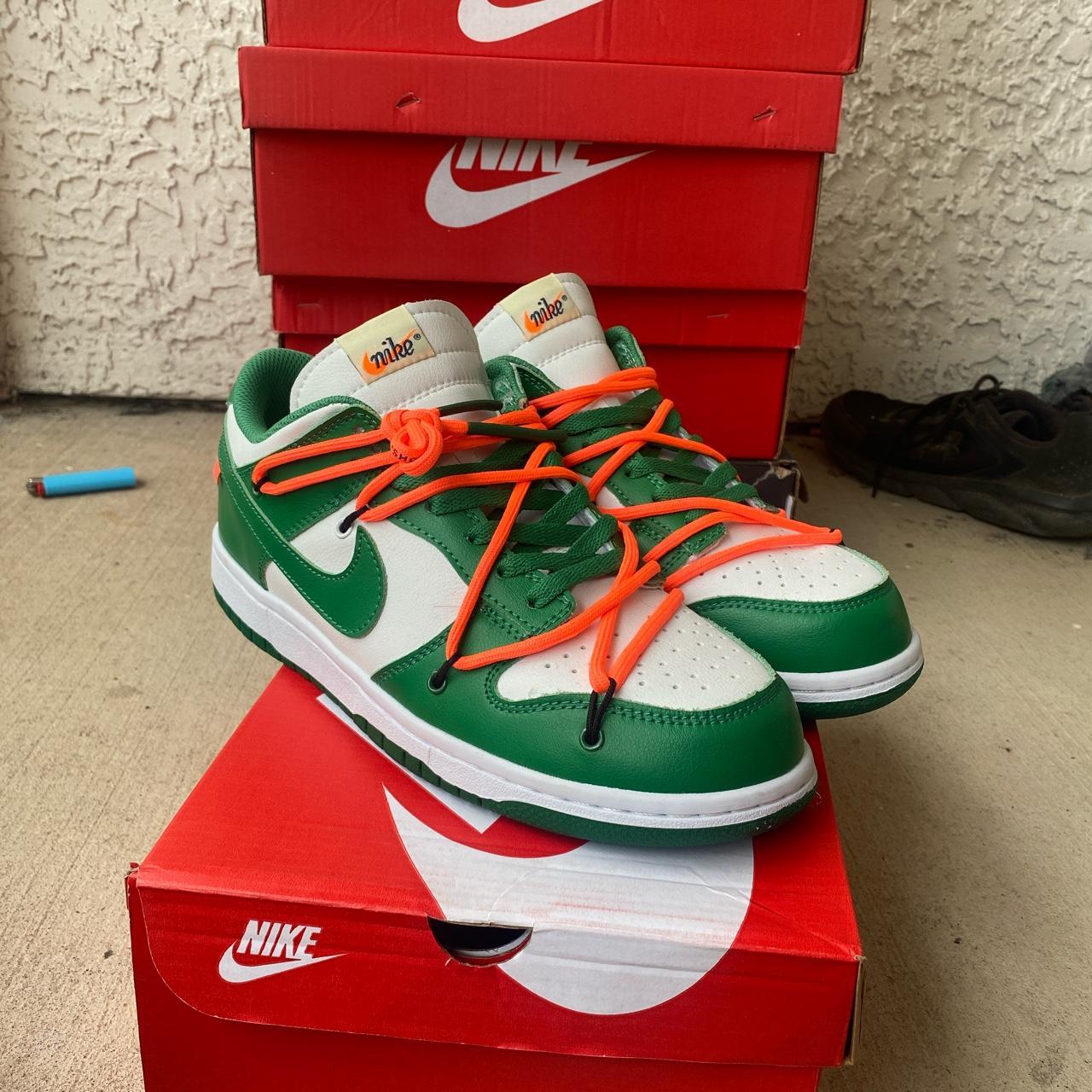 Nike Dunk Low Off-White Pine Green no box! tried on... - Depop