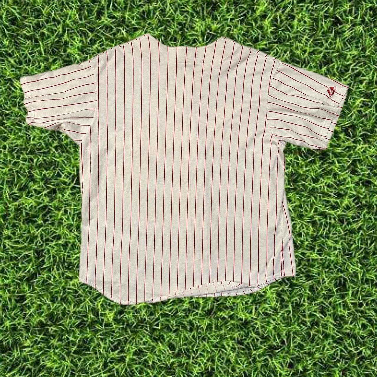 Vintage Majestic Mens Large White Pinstriped Philadelphia 