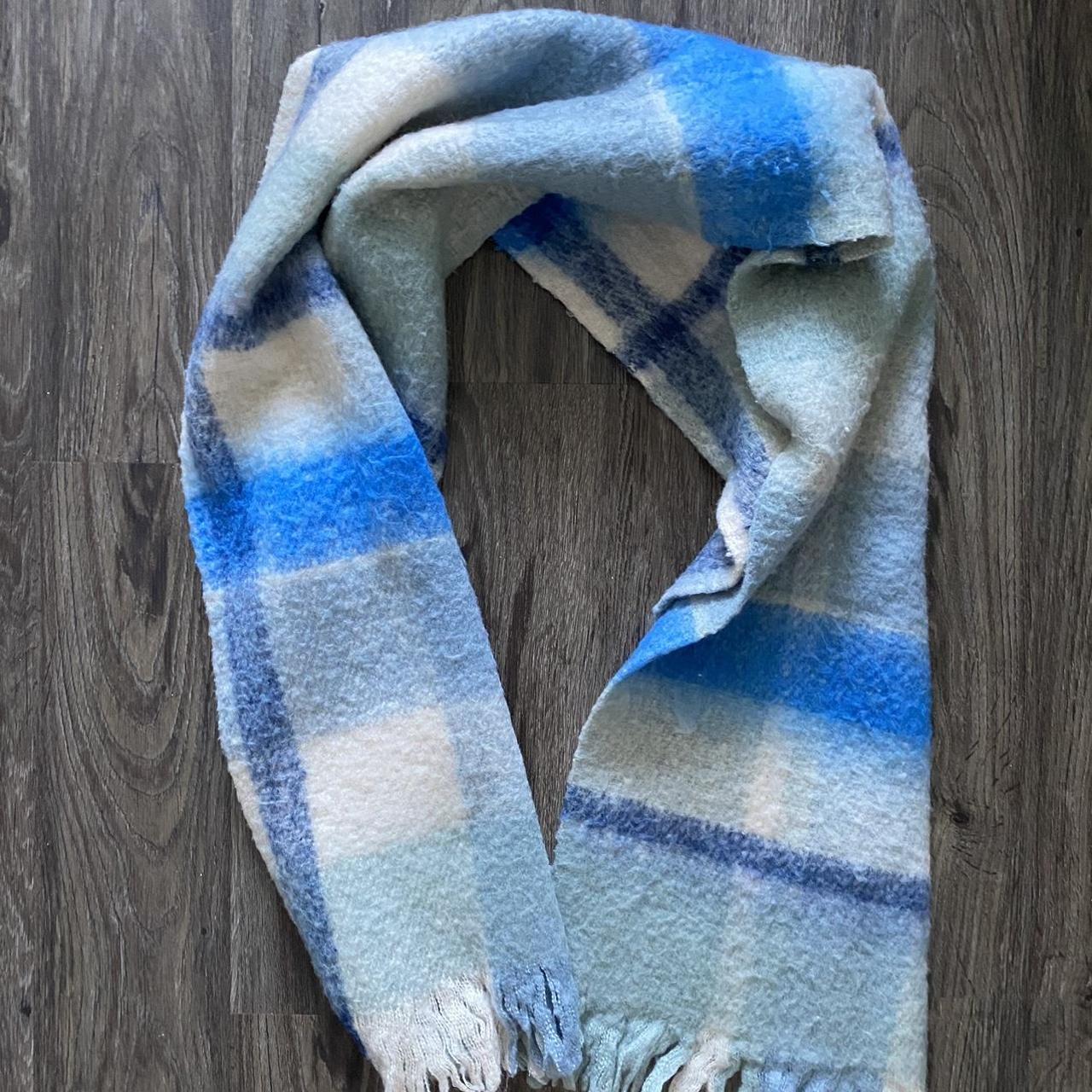 Blue Plaid Scarf Super soft!! Thick, long, perfect... - Depop