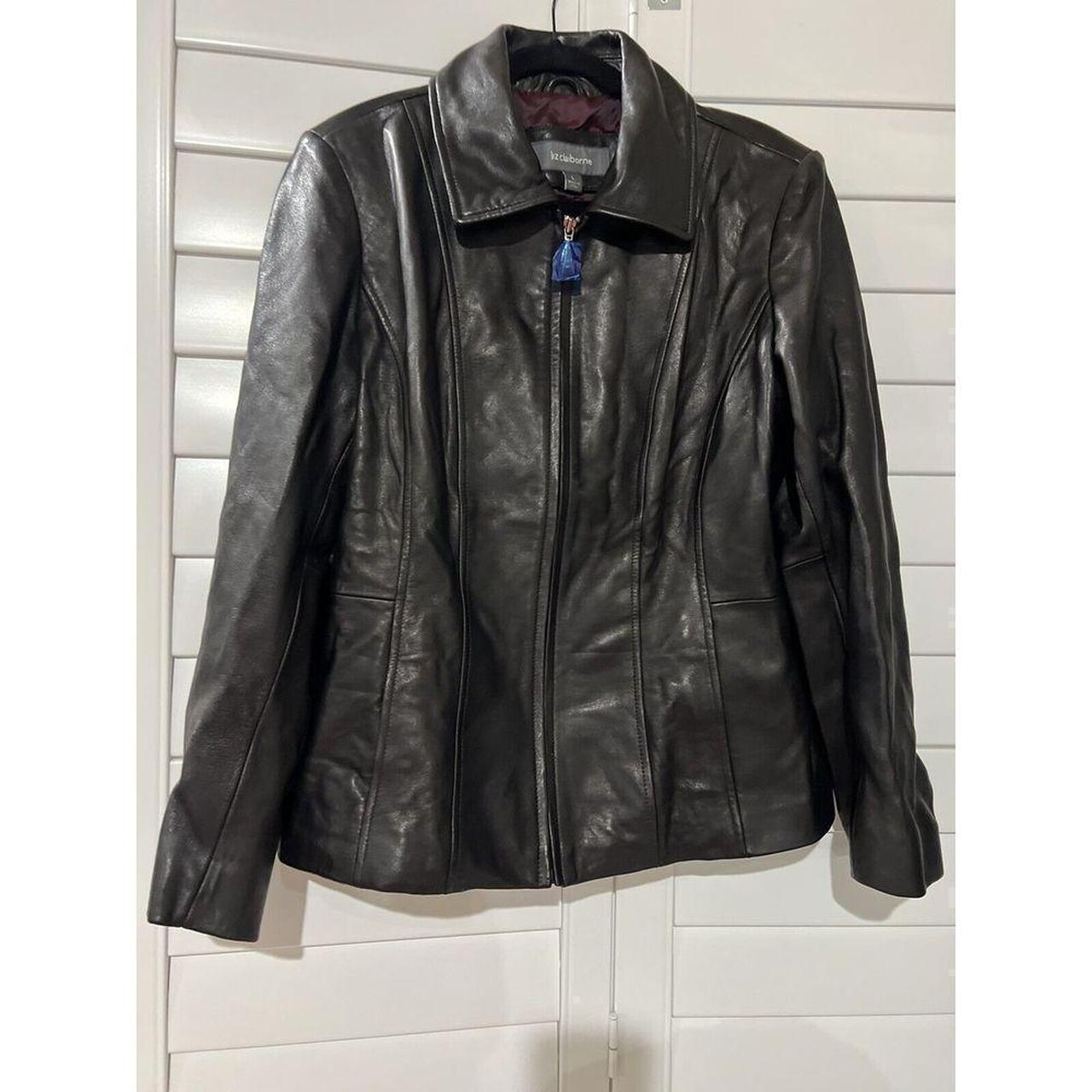 Liz claiborne black leather jacket hotsell