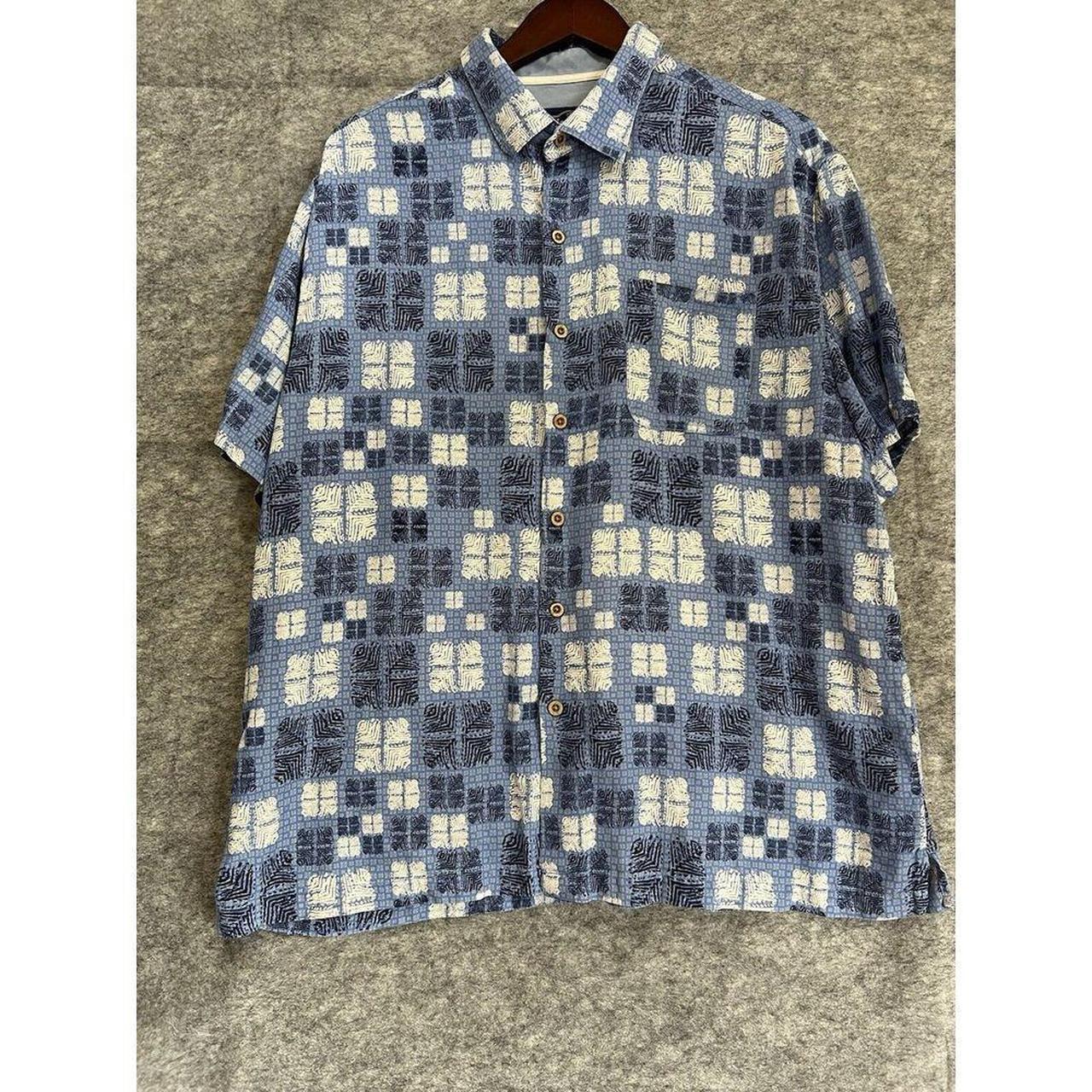 Nat Nast Blue Squares Silk Cotton Camp Shirt XL deals