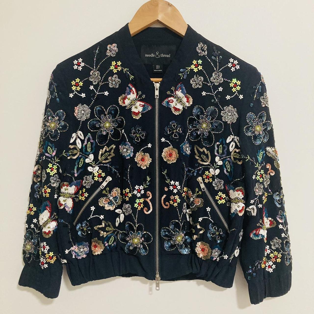 Needle & Thread Butterfly Garden Bomber Jacket size... - Depop