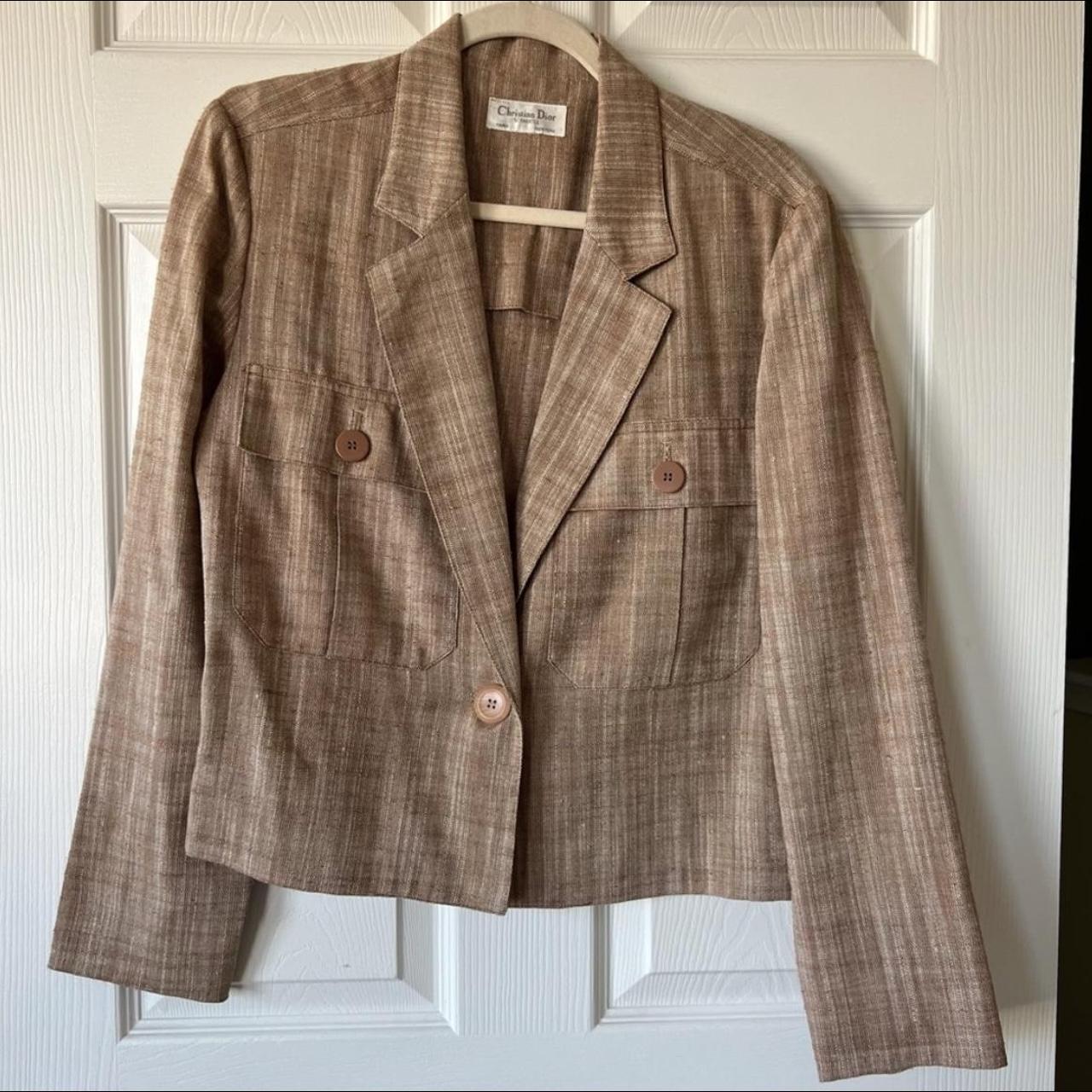 Vintage Christian Dior 1980s Linen Blazer , Size tag...