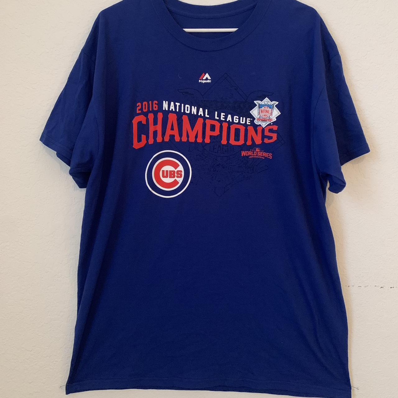 Majestic Mens Chicago Cubs 2016 World Series Graphic T Shirt Blue