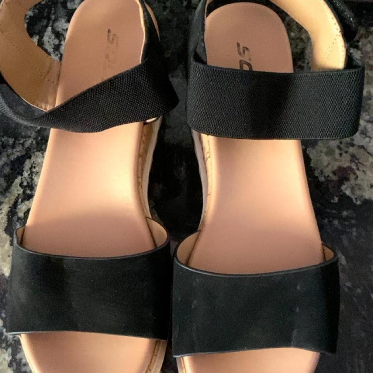 Black and white wedge sandals size 9 women’s Depop
