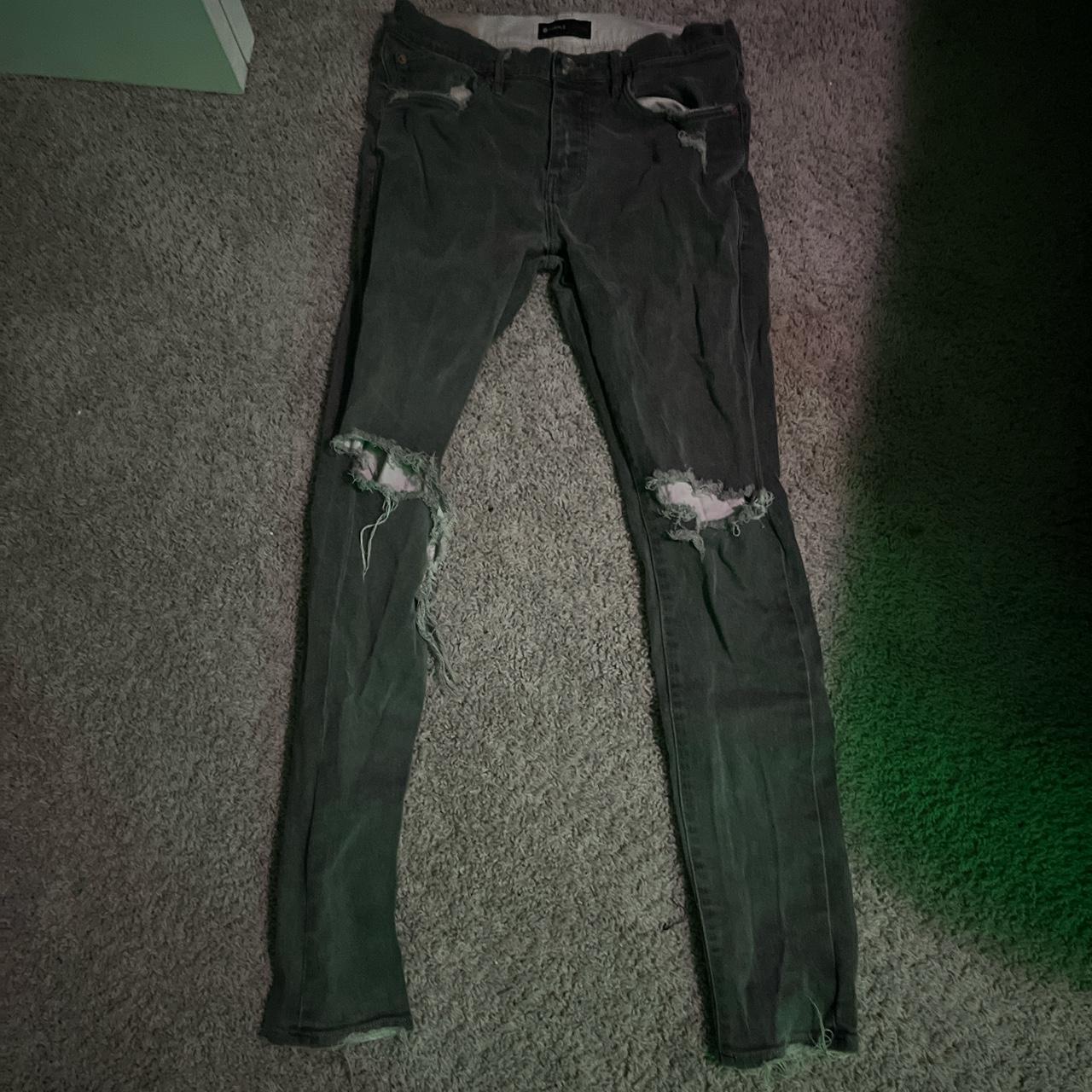 purple brand jeans 2 rips black size 32 negotiable - Depop