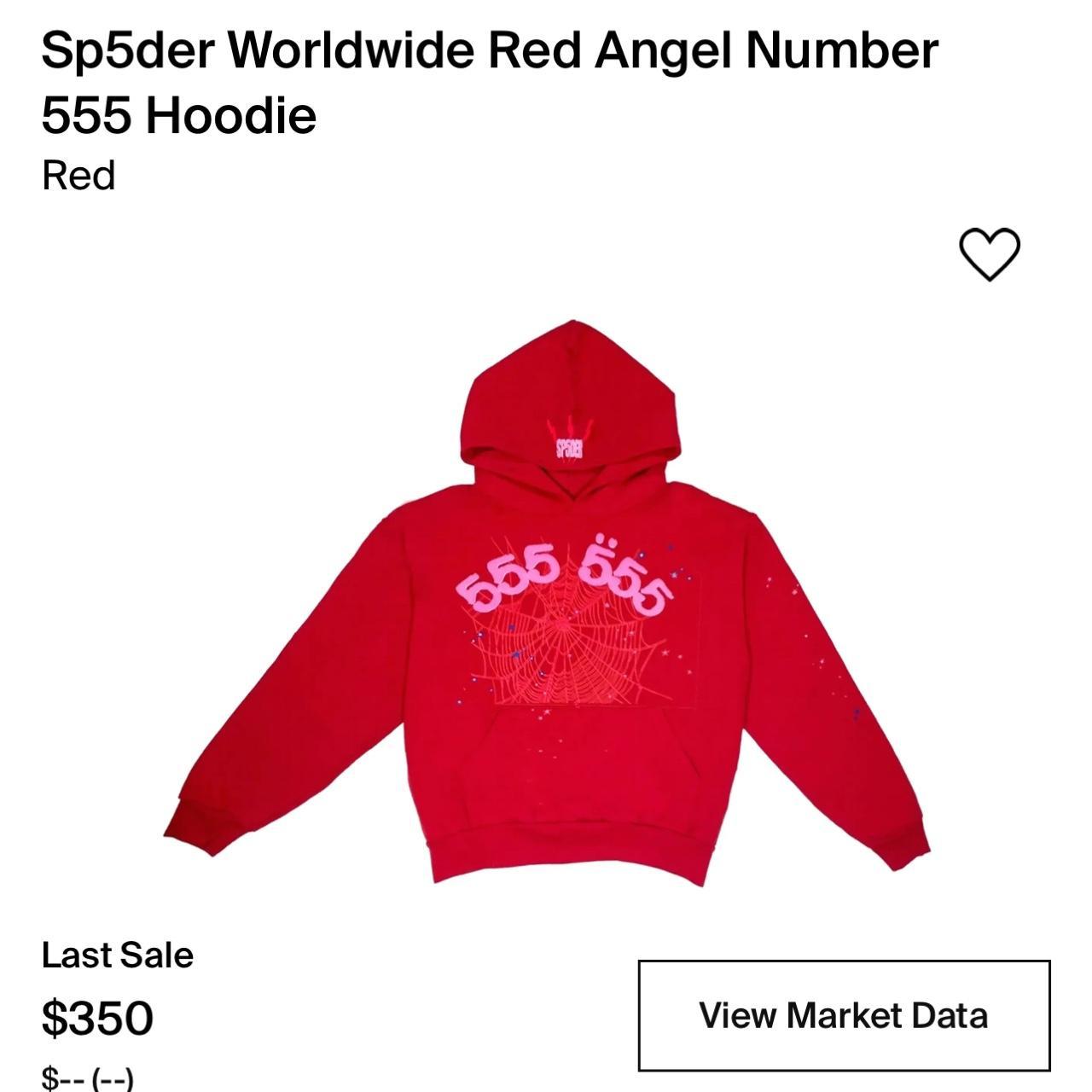 SPIDER Spider Worldwide Red Angel Number 555 Hoodie - Depop