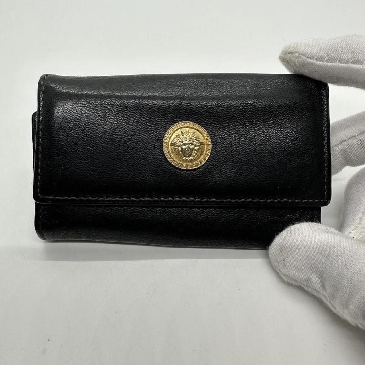 Gianni Versace Medusa slanted Key Case Leather Black... - Depop