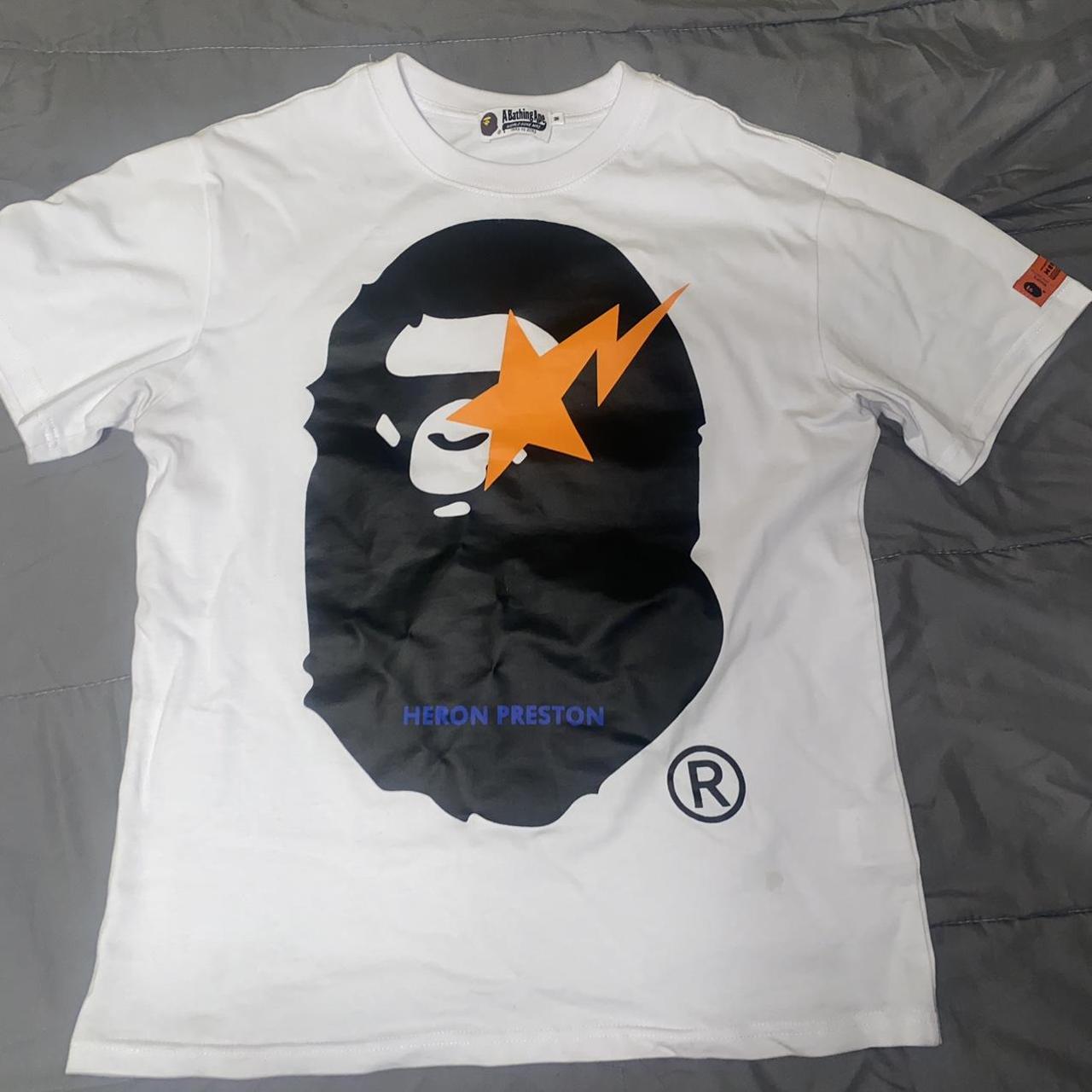 White and orange bape hot sale shirt