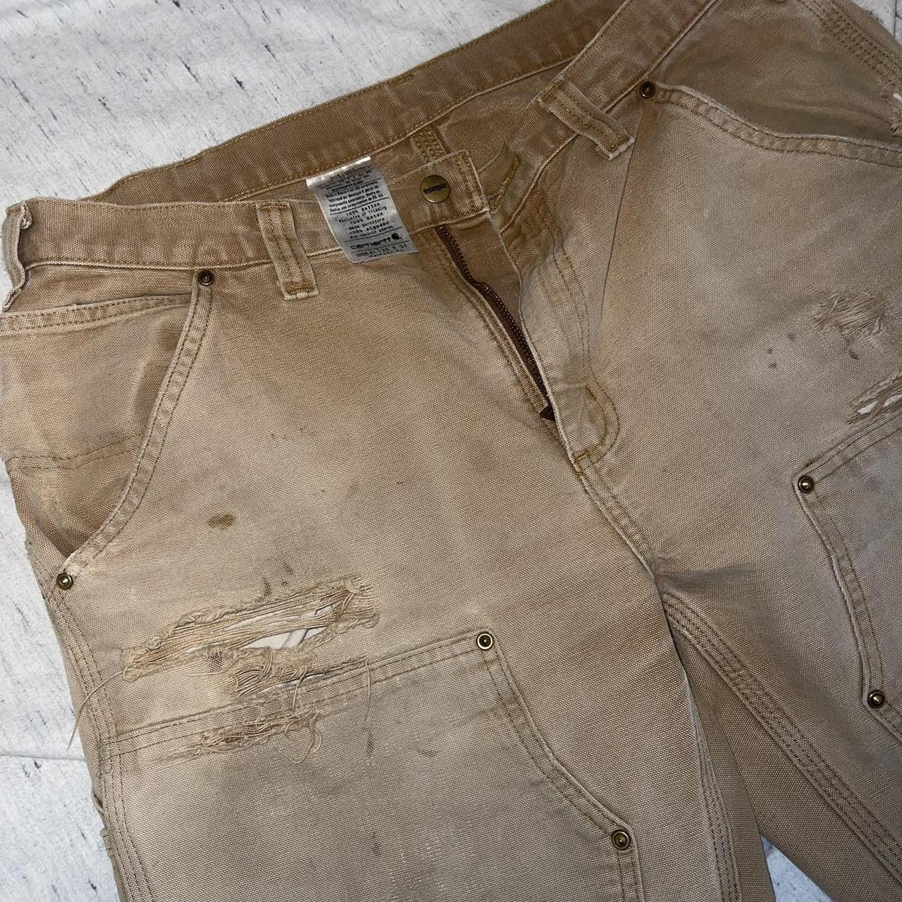 Carhartt Distressed Sun Bleached Beige Double Knee | Depop