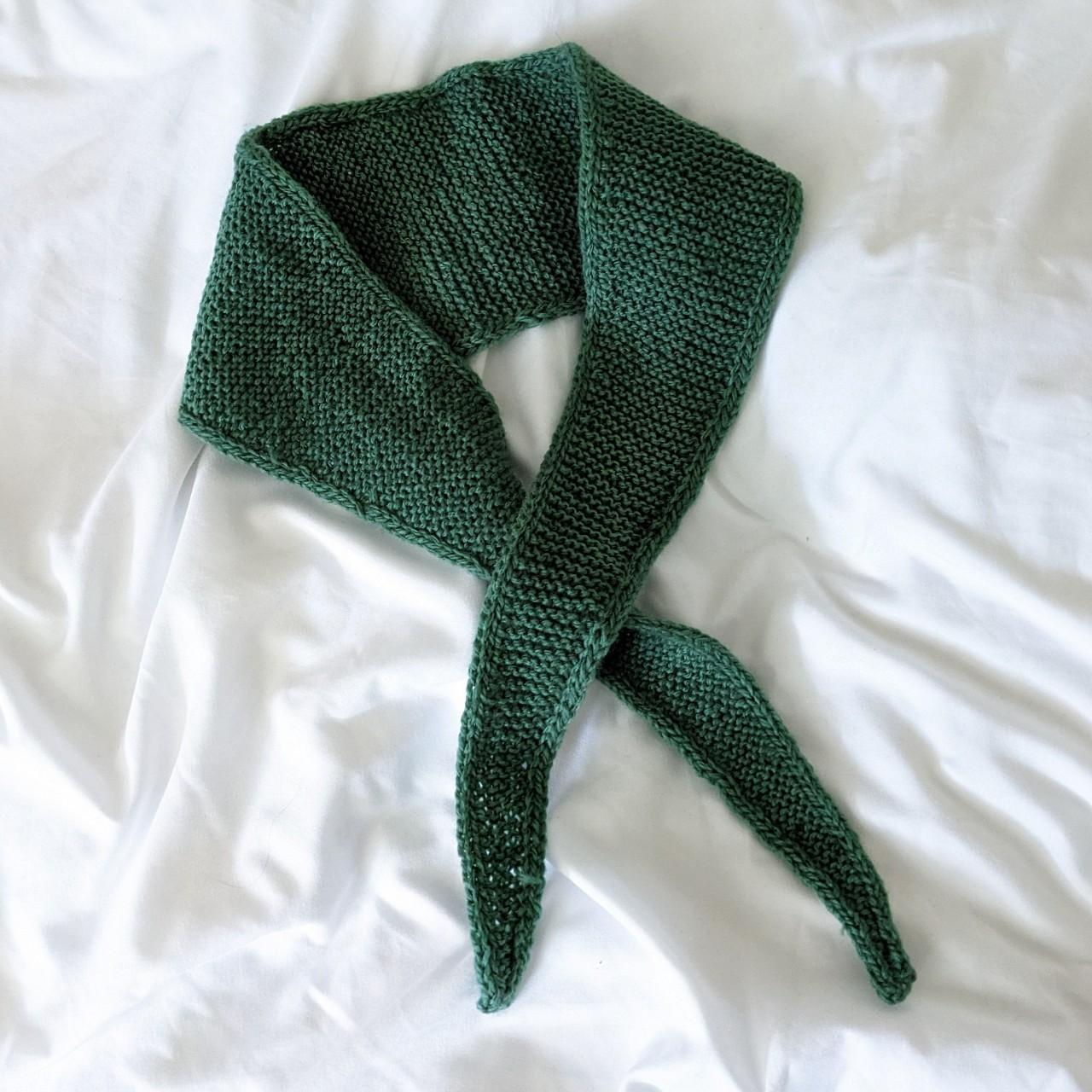 Green Knit Triangle Scarf - Small handknit Sophie... - Depop