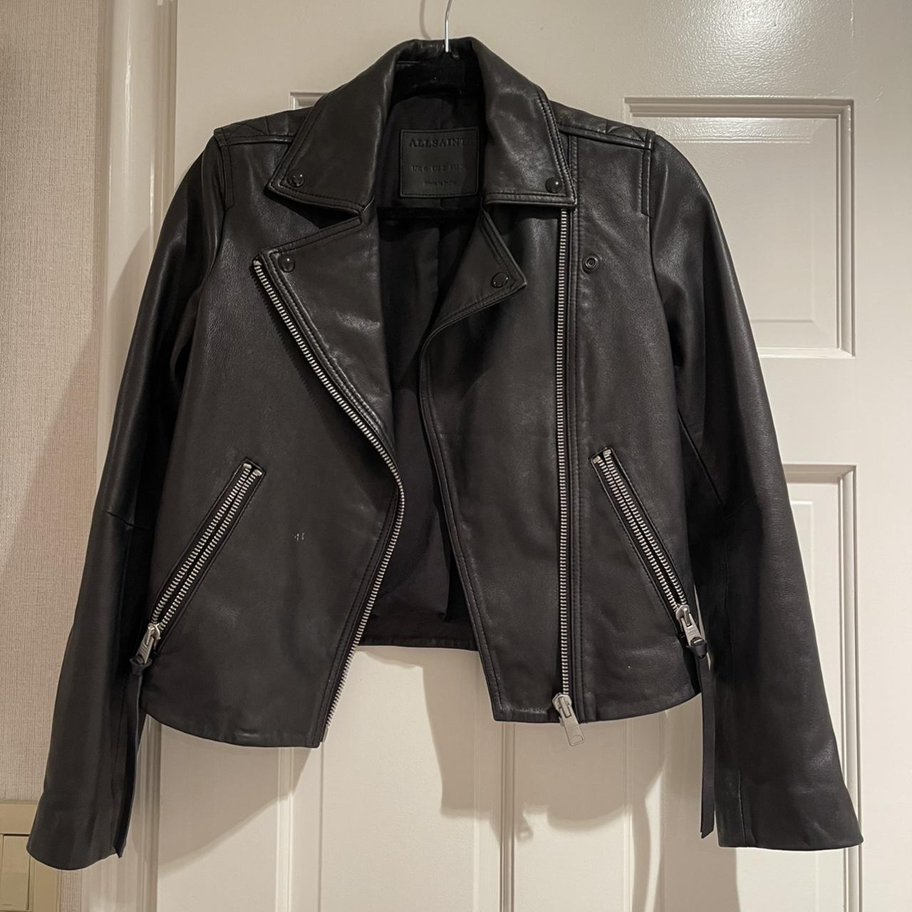 All Saints black leather jacket- size 2 Perfect... - Depop