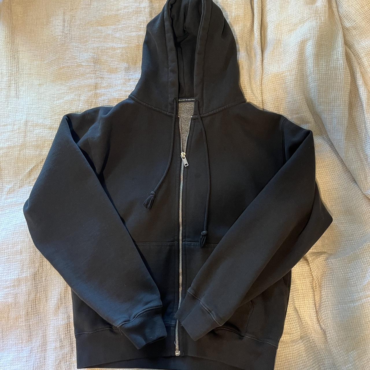 brandy melville black christy hoodie - regular size... - Depop