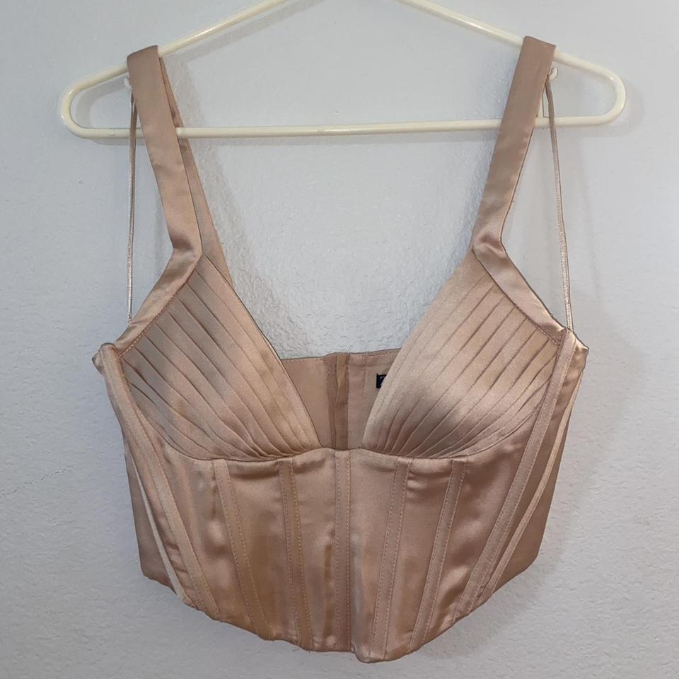 mesh pink corset top from Zara, only worn once. - Depop
