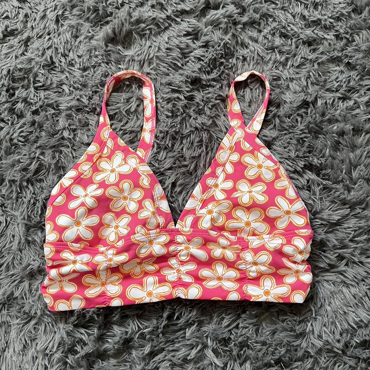 Women's Yellow and Pink Bra | Depop