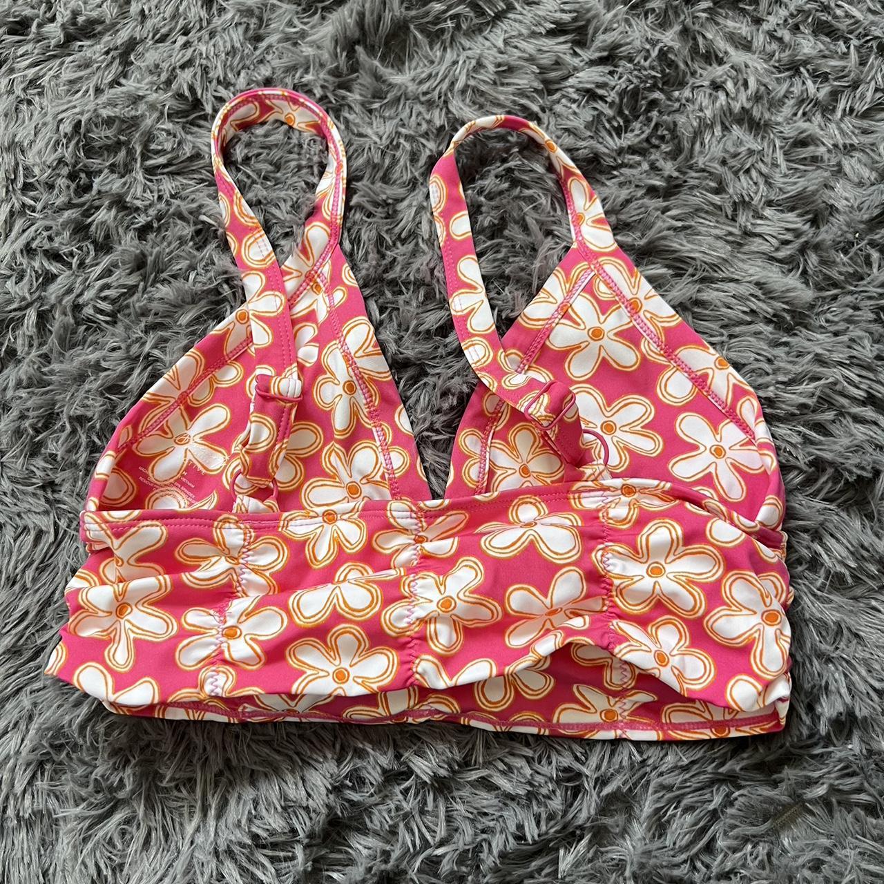 Women's Yellow and Pink Bra | Depop