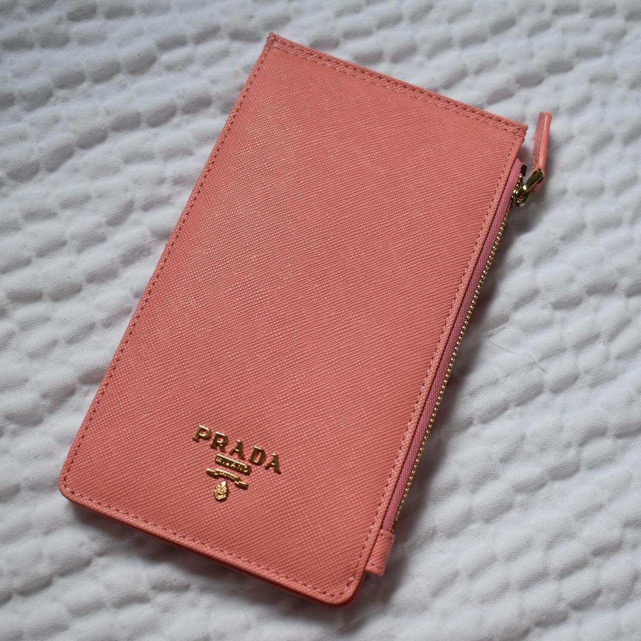 authentic pink Prada card holder wallet