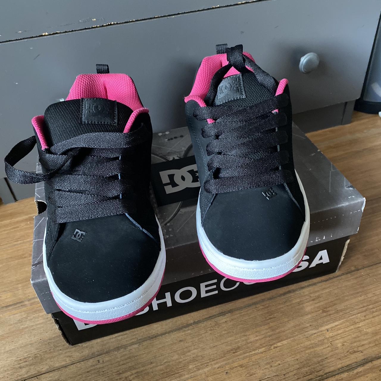 Dc Shoes Pink And Black They Have Been Worn Once Depop