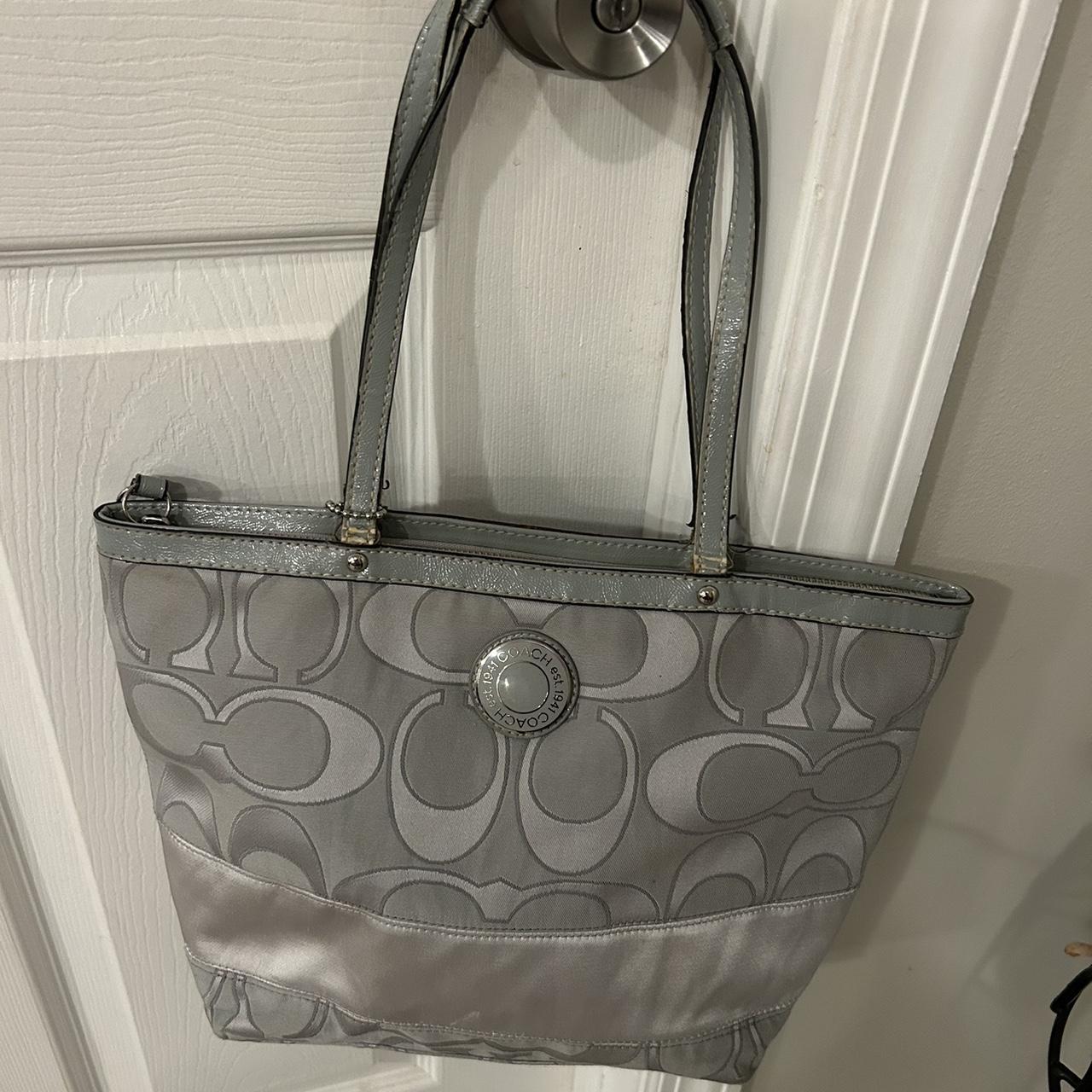 Silver outlets Grey Coach Purse