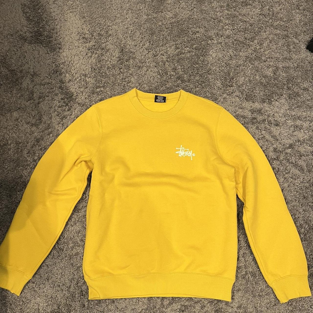 Stussy Basic Logo Crewneck Yellow Perfect condition... - Depop