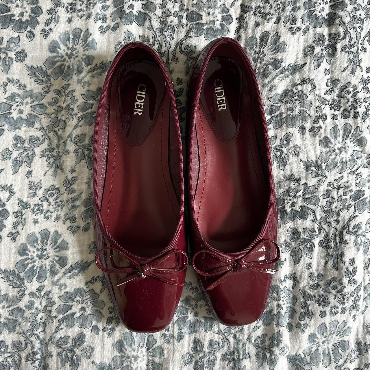 Cherry red ballet flats square toe - Depop