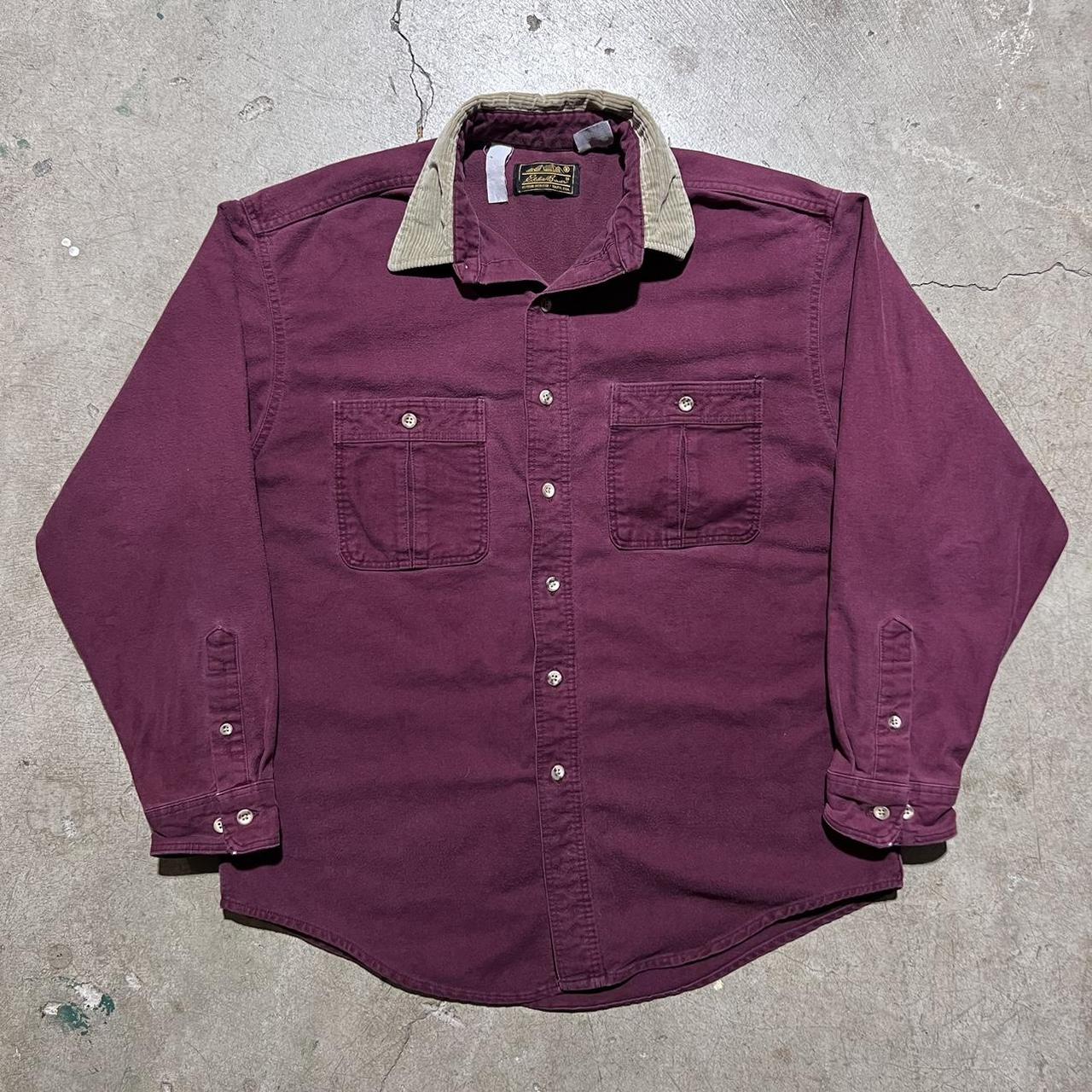 Vintage Eddie Bauer Corduroy Collar Button Up Shirt... - Depop