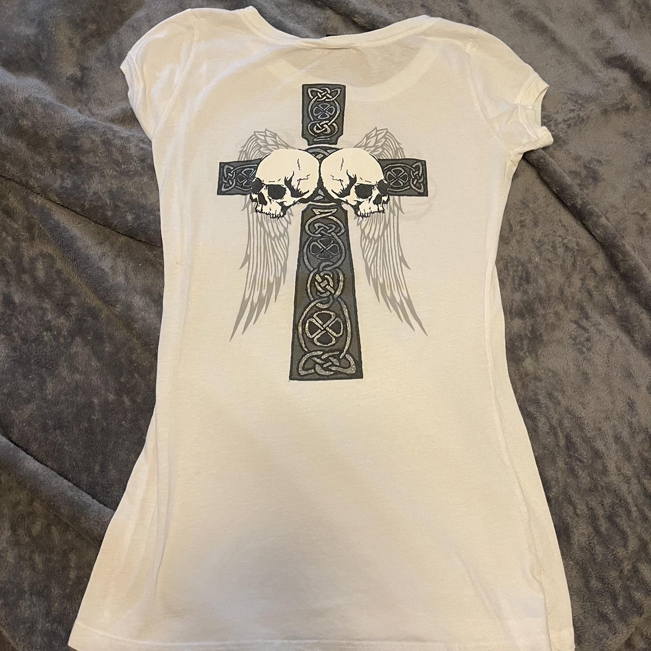 SoCal tight fitting shirt Skull and wings design... - Depop