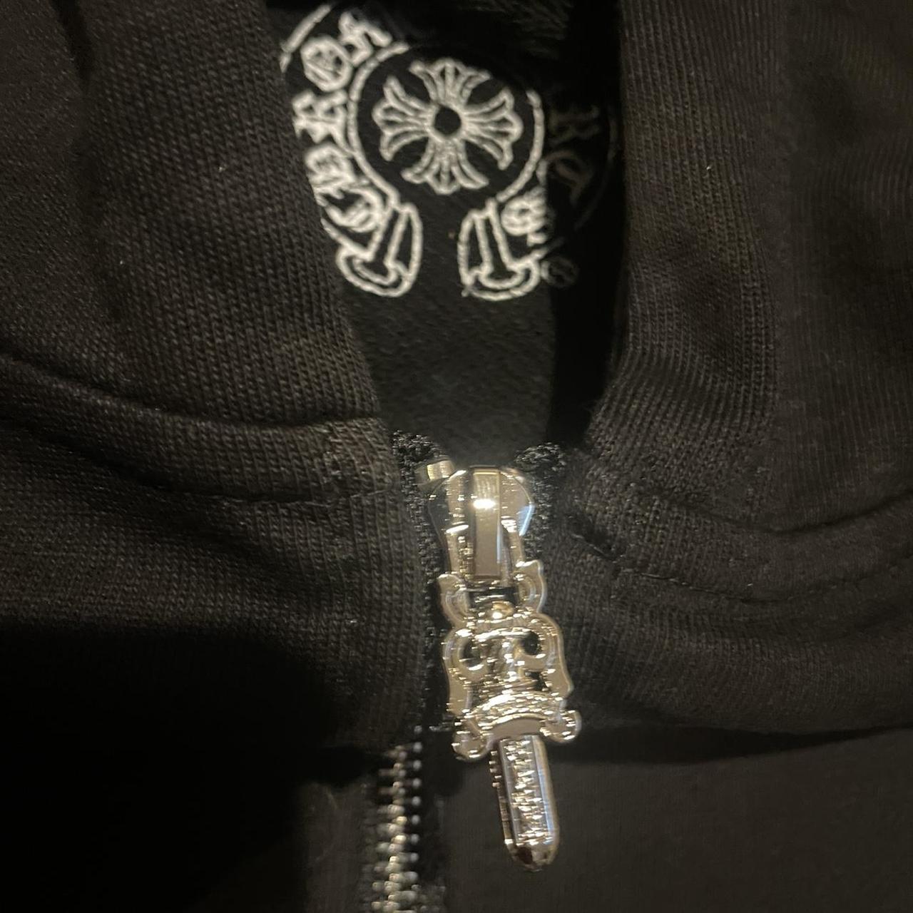 Chrome Hearts Cross Zip-Up Hoodie Black/ White... - Depop