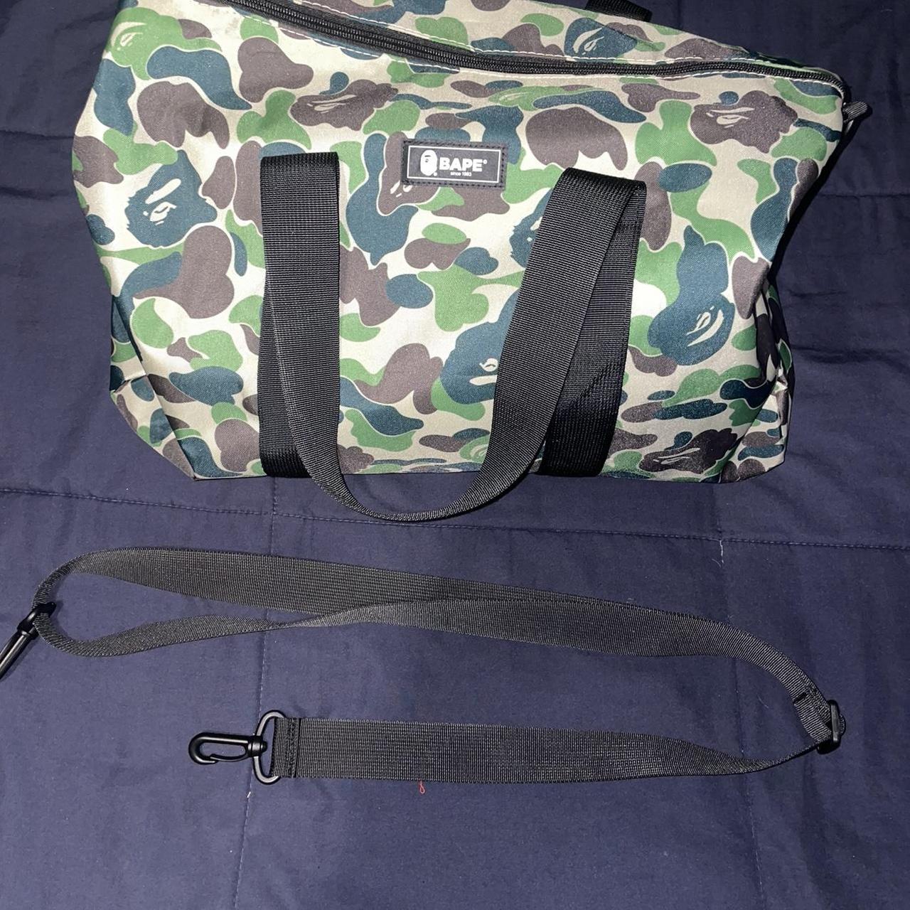 Bape green camo online duffle bag