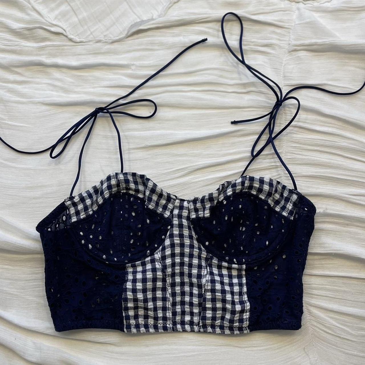 Urban Outfitters Women's Blue and Navy Corset Depop
