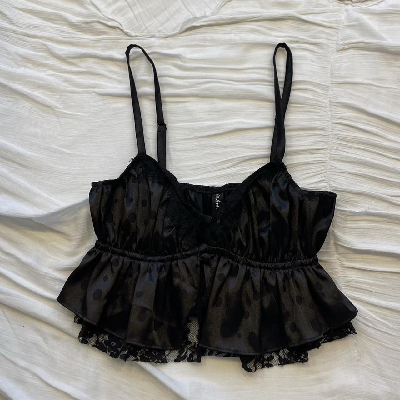 For Love & Lemons Women's Black Crop-top | Depop