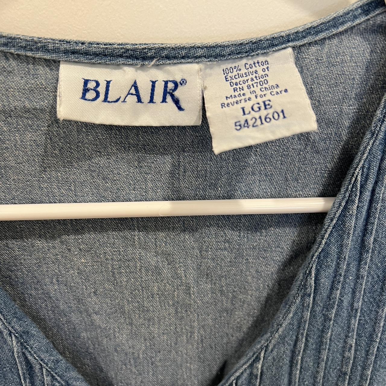 vintage blair denim midi dress with embroidered... - Depop