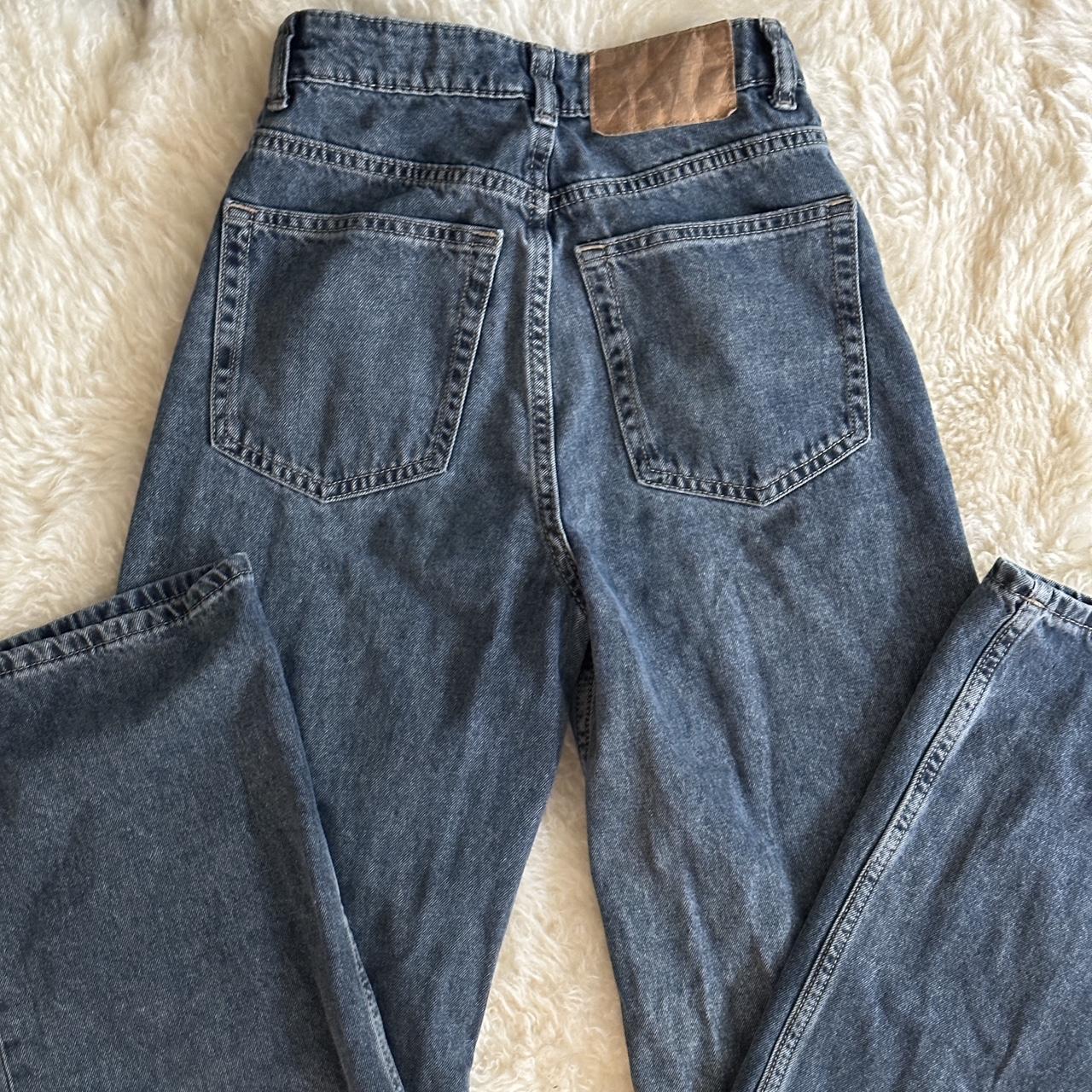 Medium dark denim, tight waste/baggy leg H&M high... - Depop