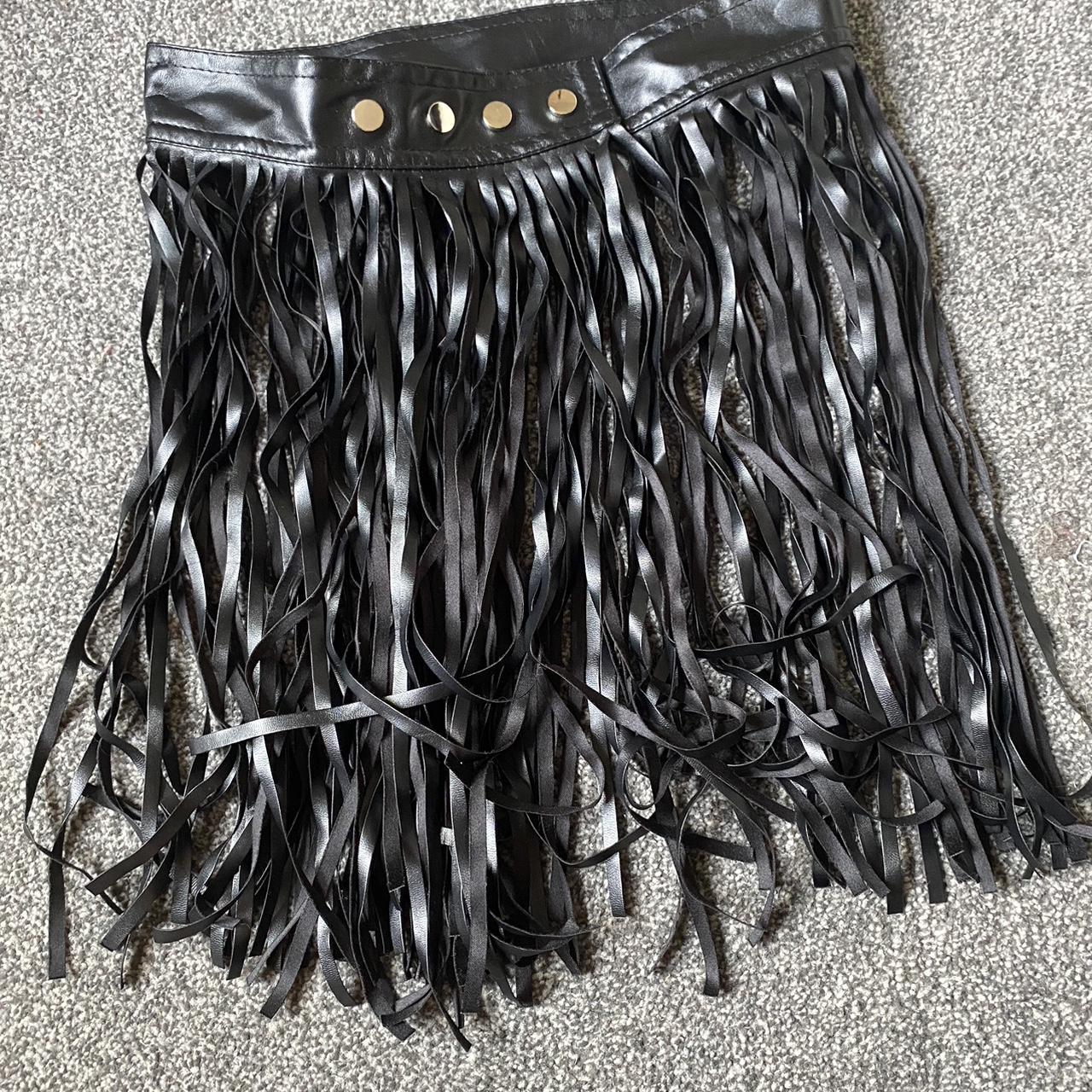 Black fringe skirt shein best sale