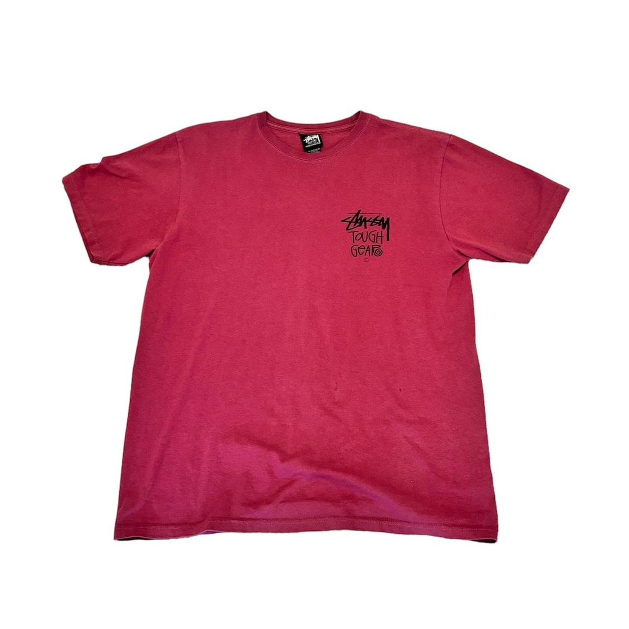 【Stussy】◆Tough Gear T-Shirt Berry◆大人気・関税込◆ Stussy Berry Tough Gear Tee -> Bought from Stussy | Depop