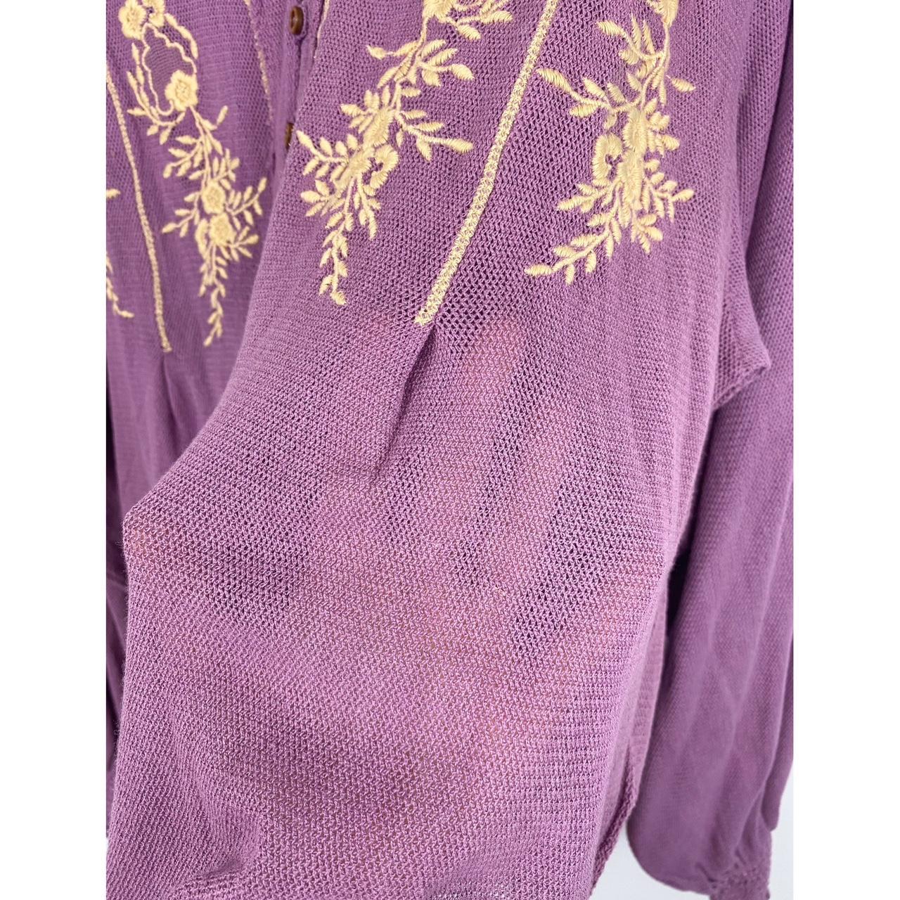 Free People Margie Balloon store Sleeve Embroidered Top in Dusty Violet Size Small