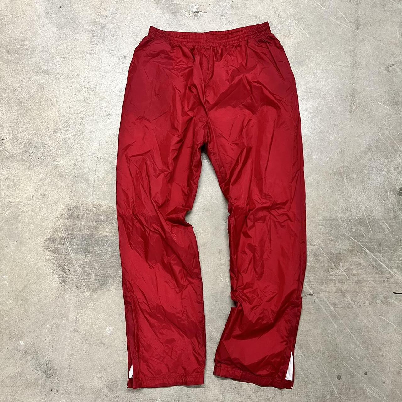 Red Nylon Track Pants - Depop