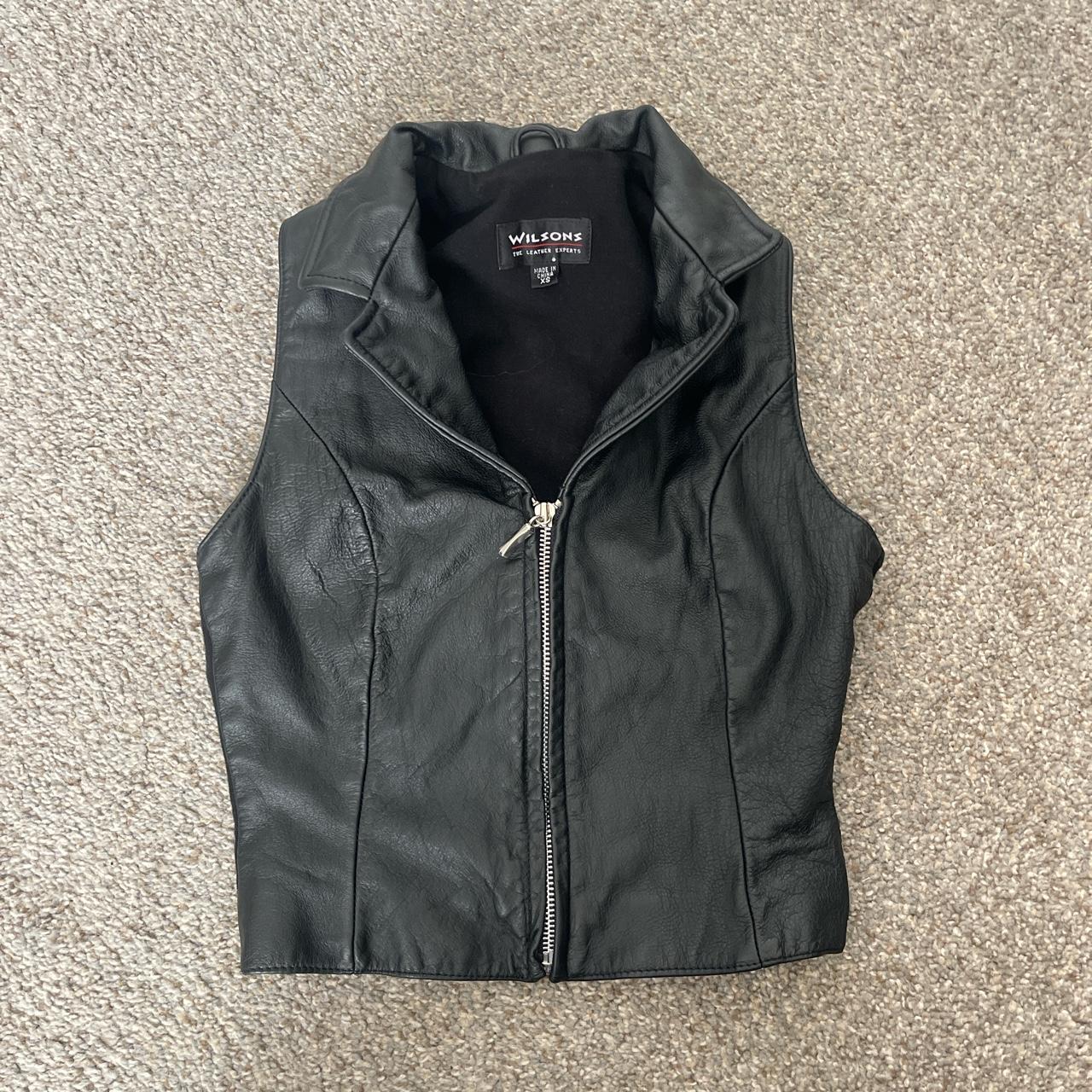 stretchy leather vest best fits size... - Depop