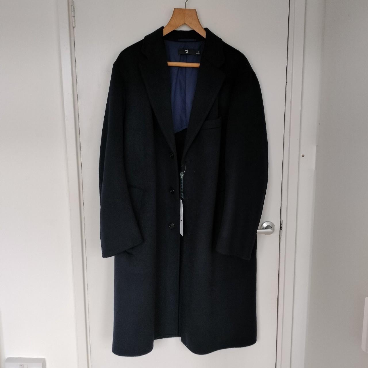 UNIQLO Navy Cashmere blend oversized Chester coat in. Depop