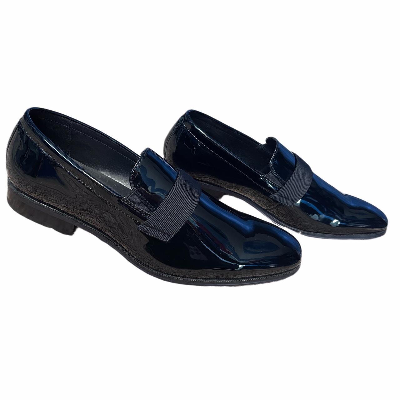 Black patent leather men's loafer dress shoes Depop