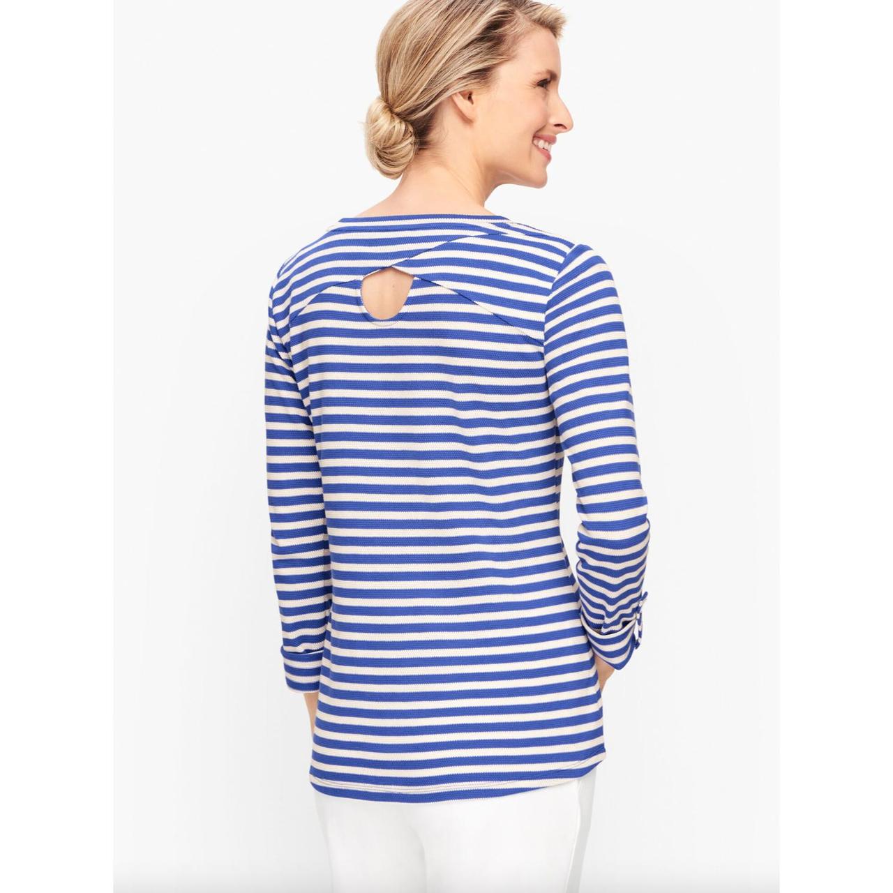 Talbots Womens Blue and White Striped Nautical T Shirt Dress Size