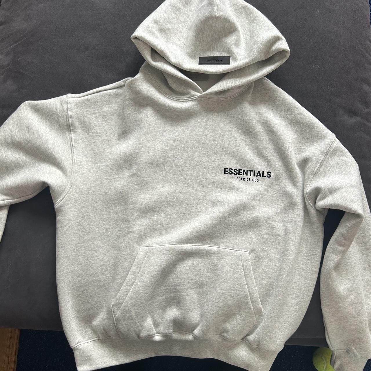 Essentials Light Oatmeal Hoodie Worn like 5 times... - Depop