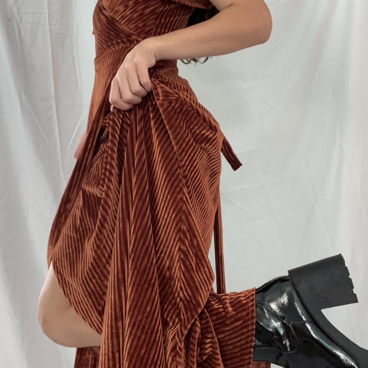 Soft Orange velvet dress great for fall Worn once... Depop