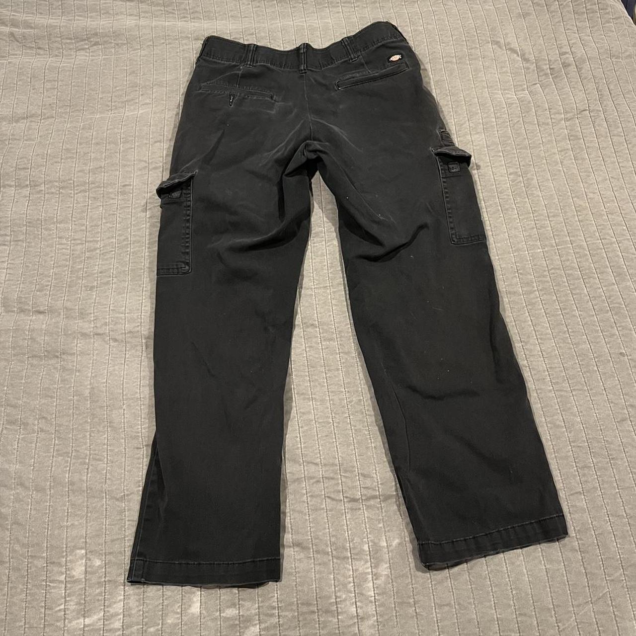 Black cargo Dickies, size 28 waist x 30 length, worn... - Depop