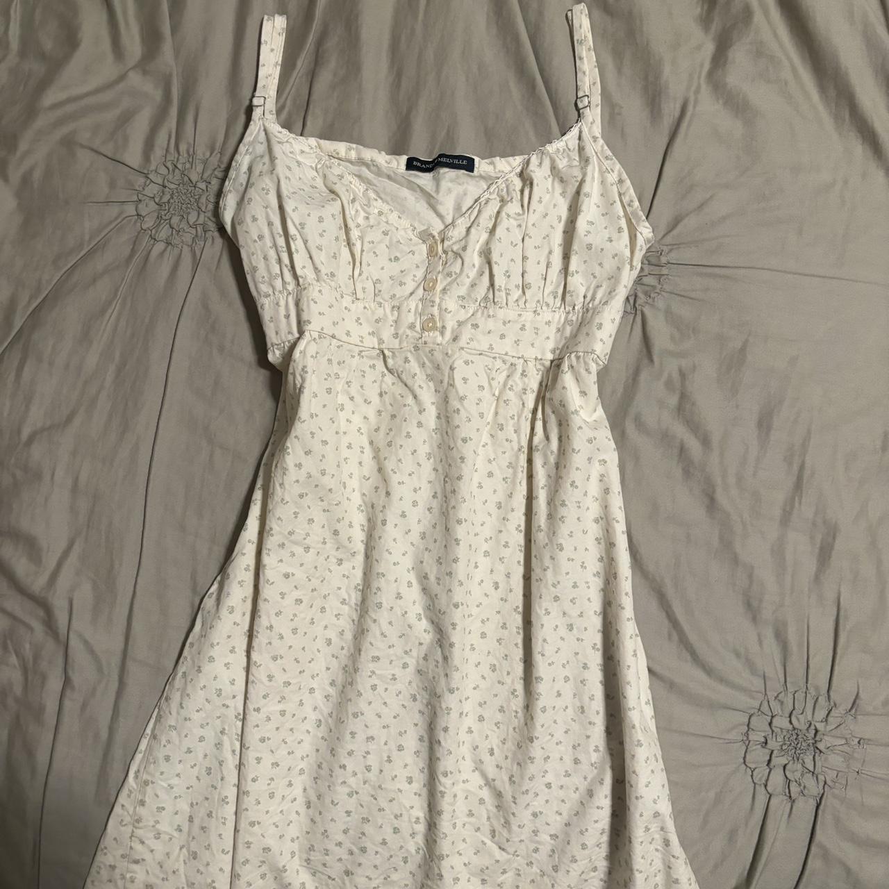 Brandy Melville White Floral Dress - Depop